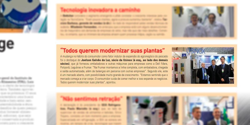 Usinox na mídia, revista Seafood Brasil. Usinox na mídia, revista Seafood Brasil.