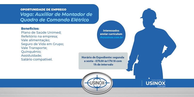 Vaga para Auxiliar de Montador de Quadro de Comando Elétrico Vaga para Auxiliar de Montador de Quadro de Comando Elétrico